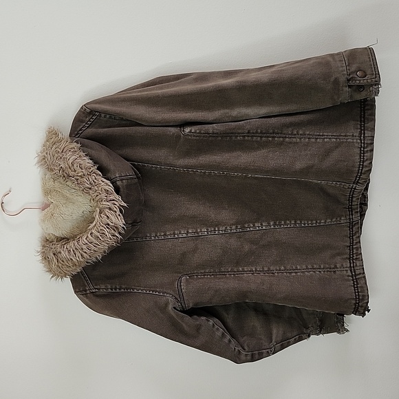 Woolrich utility sherpa lined hooded jacket olive green thrashed distressed smal - Picture 14 of 14